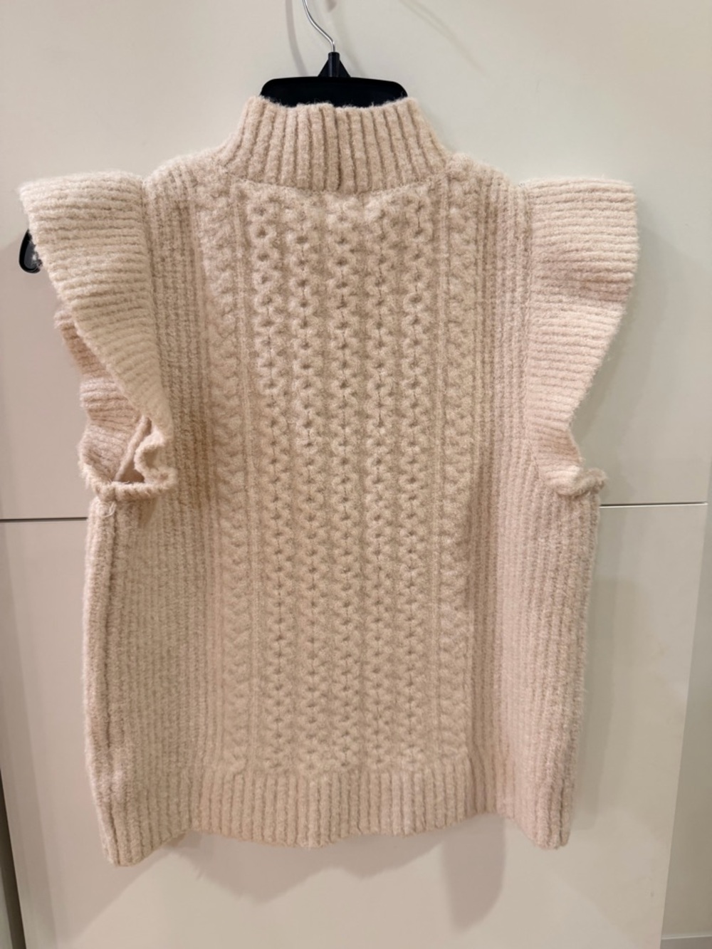 Lilla P Cream Cable Knit Mock Neck Sweater Top Medium - Picture 2 of 5